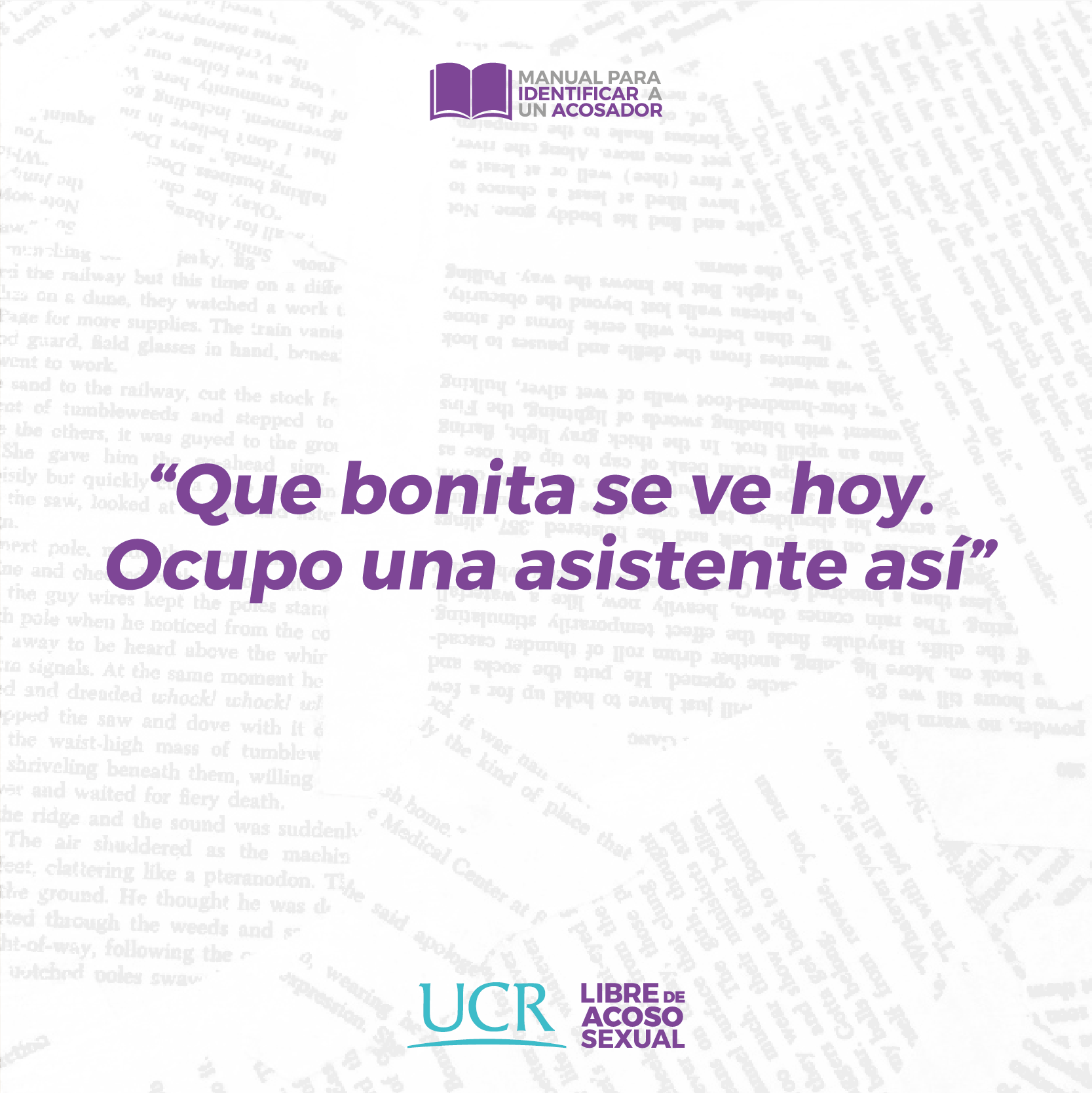 Flyer con texto "Qué bonita se ve hoy. Ocupo una asistente así"